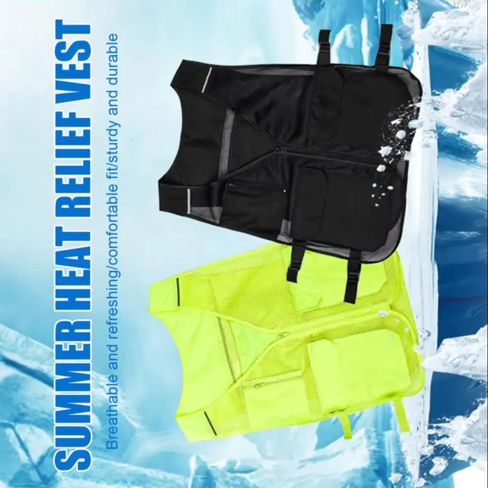 

2025 4 Pockets Breathable Mesh Cooling Vest Instant Cooling Vest Mesh Ice Vest Hot Weather Outdoor Cycling Fishing Vests