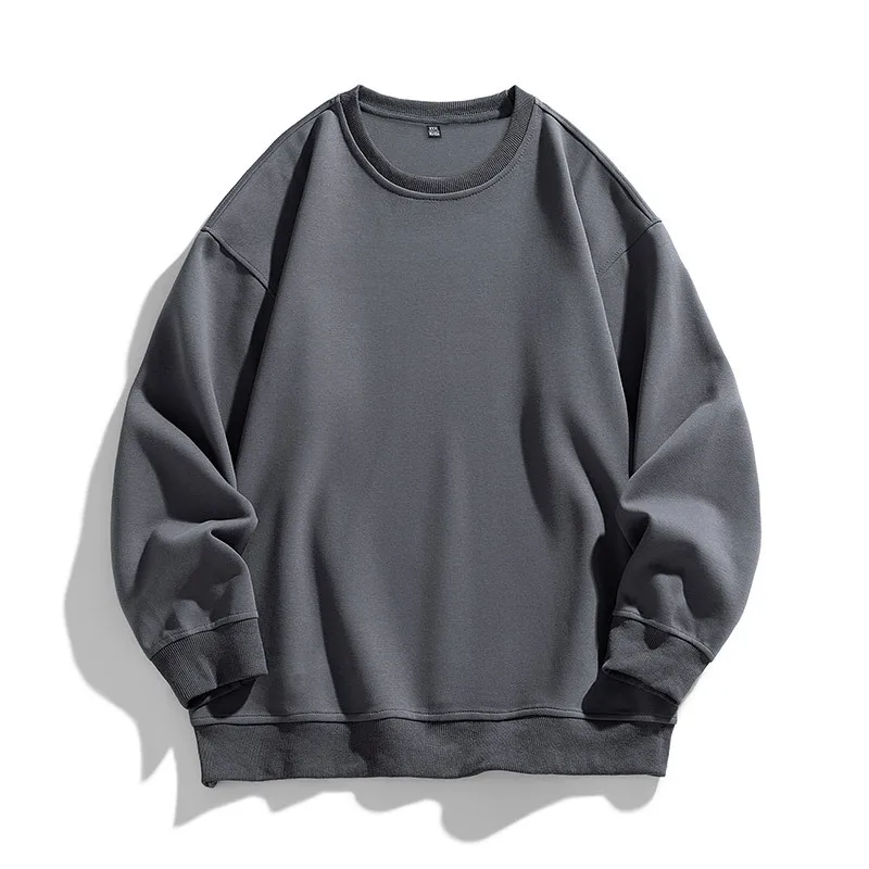 

Men's Loose Fitting Long Sleeved Instagram Trendy Bottom Sweater for Men's Autumn Wear, Solid Color Upper Garment