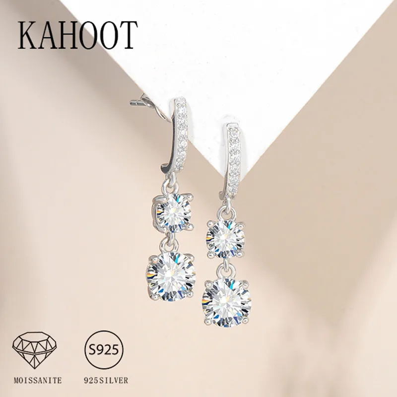 925 Sterling Silver 3 Carat Moissanite Earrings Fashion Trendy Temperament Elegant Ladies Send Girlfriend Grandma or Mother Gift