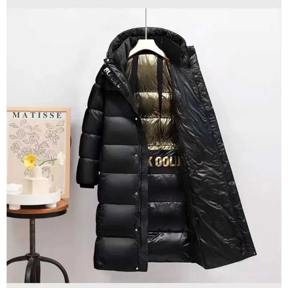 Nueva chaqueta larga de invierno para parejas, moda para mujer, abrigo de pato blanco cálido con forro técnico para hombre, Parka con capucha para hombre, chaqueta de plumas