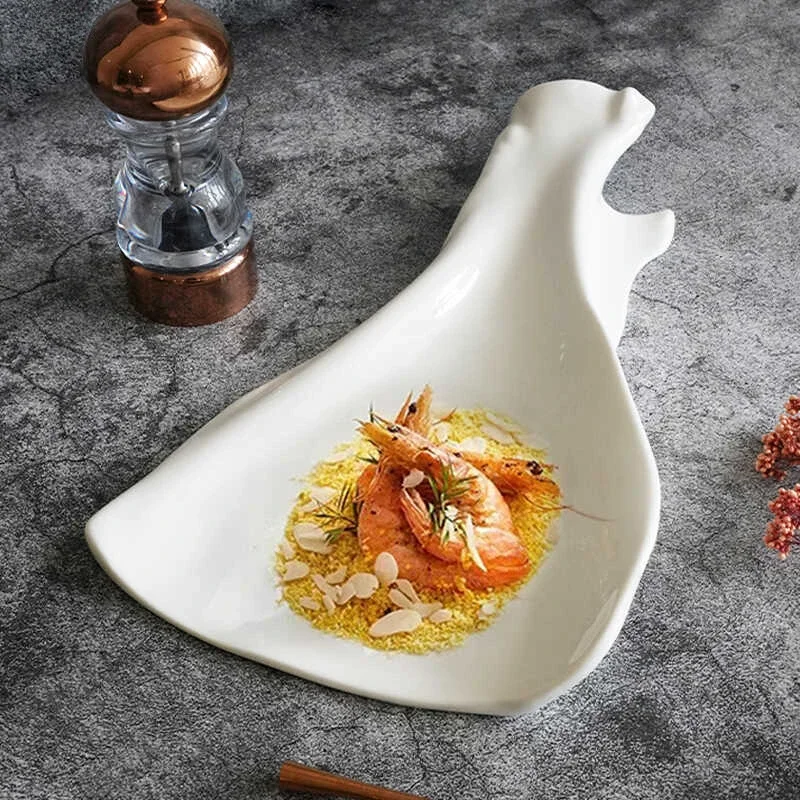 Irregular ceramic shaped plate restaurant artistic conception dish commercial fruit salad bowl cutlery kitchen steak plate