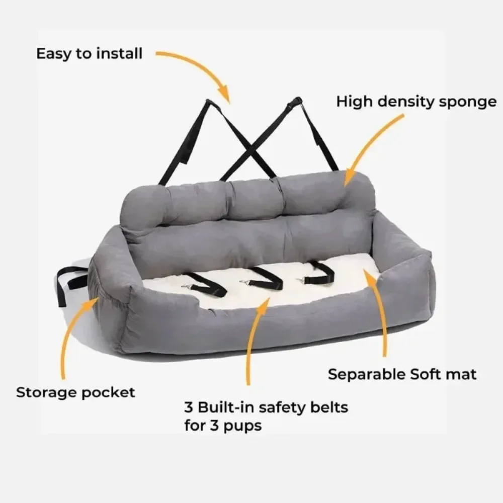 Folding Hammock Three Seat Large Dog Carrier with Car Seat Cover Carrying for Cats and Dogs Waterproof Mat Washable Pet Supplies