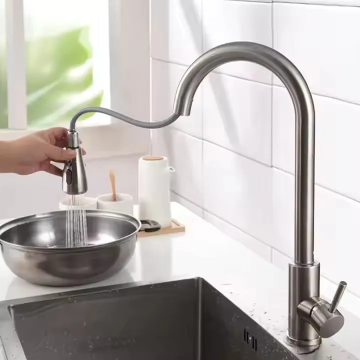 kitchen faucet stainless steel 304 water tap modern kichen kitchen taps brass pull out sprayer kitchen mixer sink faucets