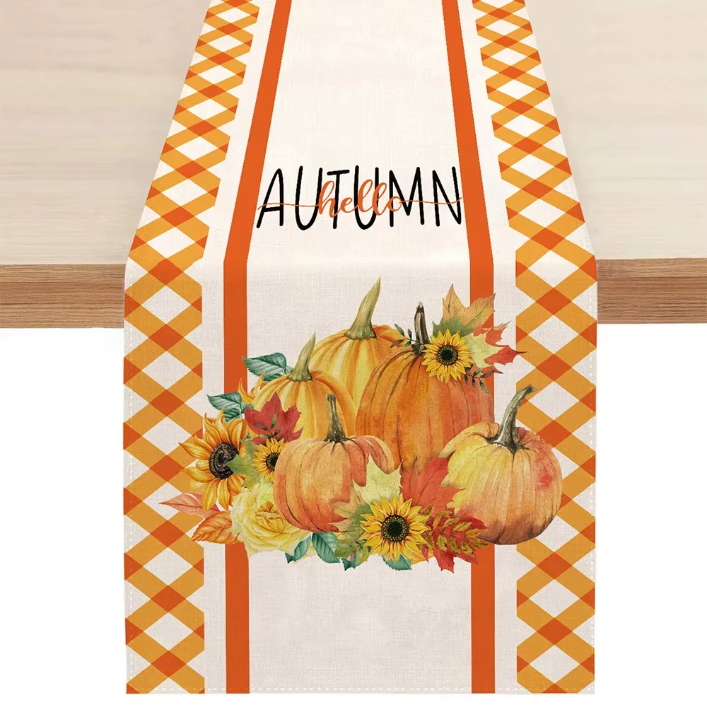 

VIKAMA Доріжка для стола на День Благодарения Обеденный стол и журнальный столик Орнамент Осенняя тыква Кленовый лист Домашний декор