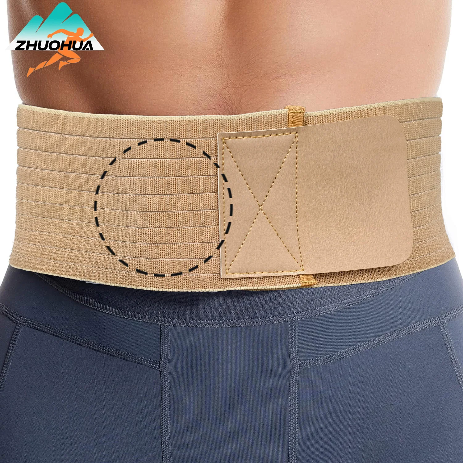 Zhuohua cinto de hérnia umbilical para homens e mulheres, fichário de suporte abdominal com almofada de compressão, auxílio para prevenção de cirurgia de umbigo