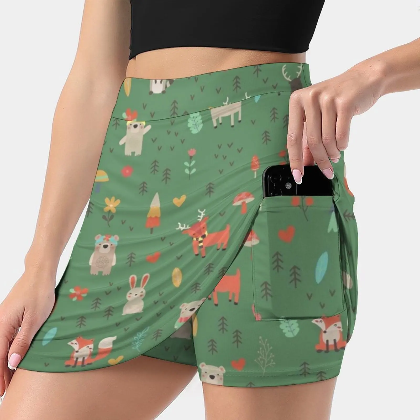 

Woodland Animals Women's skirt With Hide Pocket Tennis Skirt Golf Skirts Badminton Skirts Running skirts Woodland Fox Animals