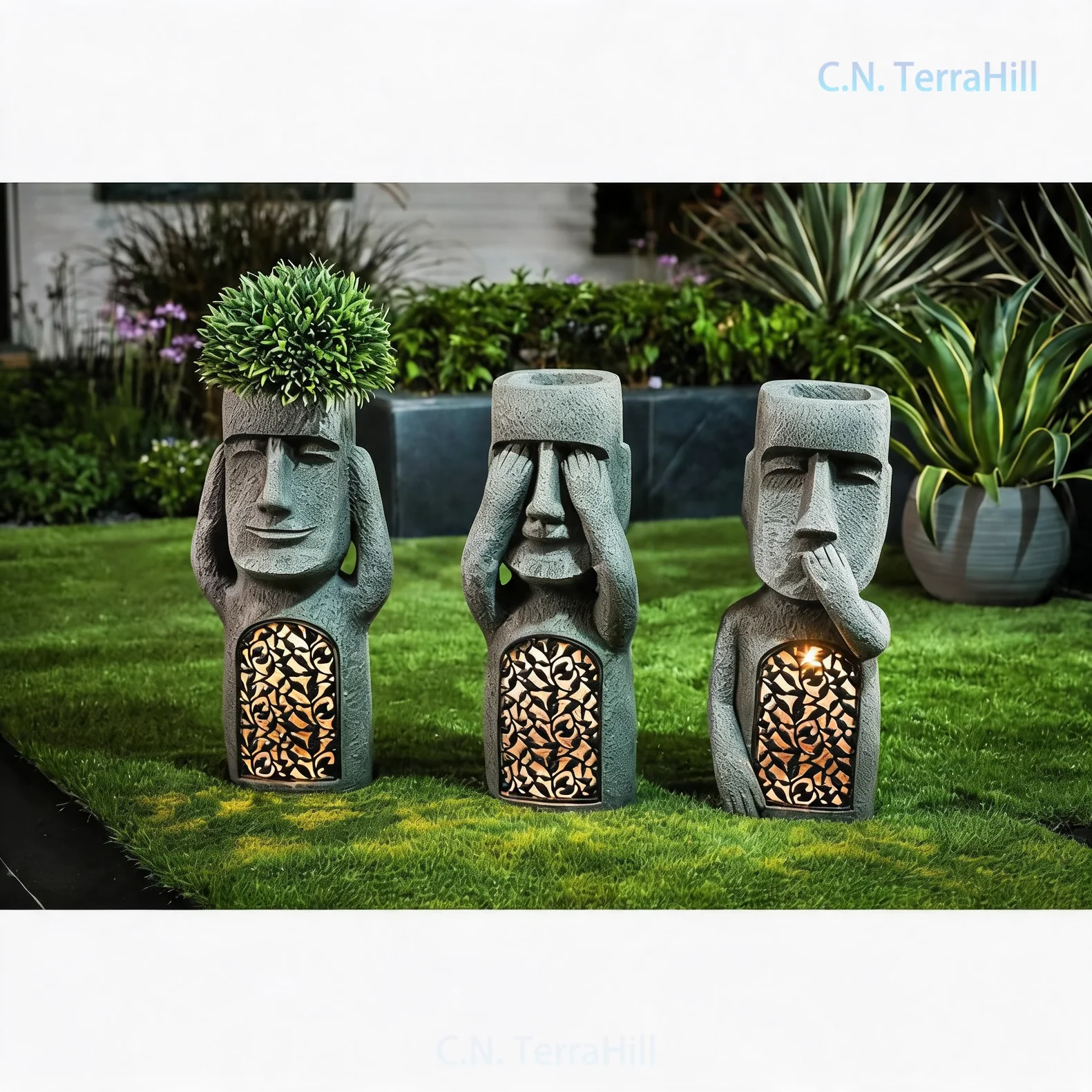 Easter Planter Decoration Multi Use Ornamental Flower Pot Figurine for Patio Yard Home Decor