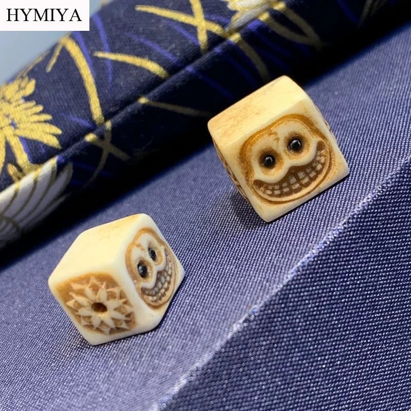 

Handmade Skull Loose Beads Genuine Buckhorn Smiling Skeleton Bead DIY Jewelry Findings