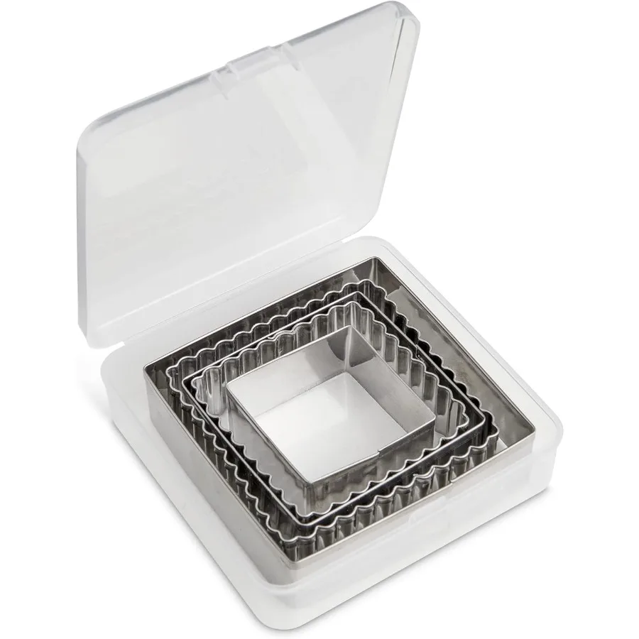 

Ce Fondant Cutters Graduated Squares Stainless Steel 5-Piece Set with Storage Container