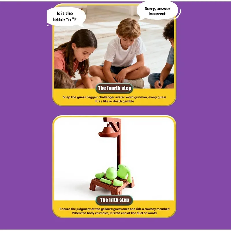 2026 Hot NUOVO Cowboy Magnetico Hangman Giochi da tavolo Mistero Indovina Parola Prima di Hank Falls Appeso con bambola Gioco da tavolo da viaggio