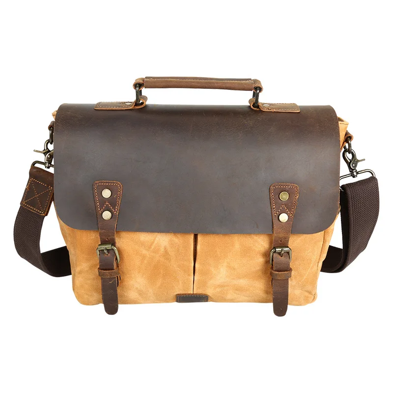 الرجعية الرجال حقيقية واحدة الكتف حقيبة يد كروس الأمتعة يسافر الجلود النفط الشمع حقيبة قماش قنب حقيبة وظيفية حقائب كبيرة