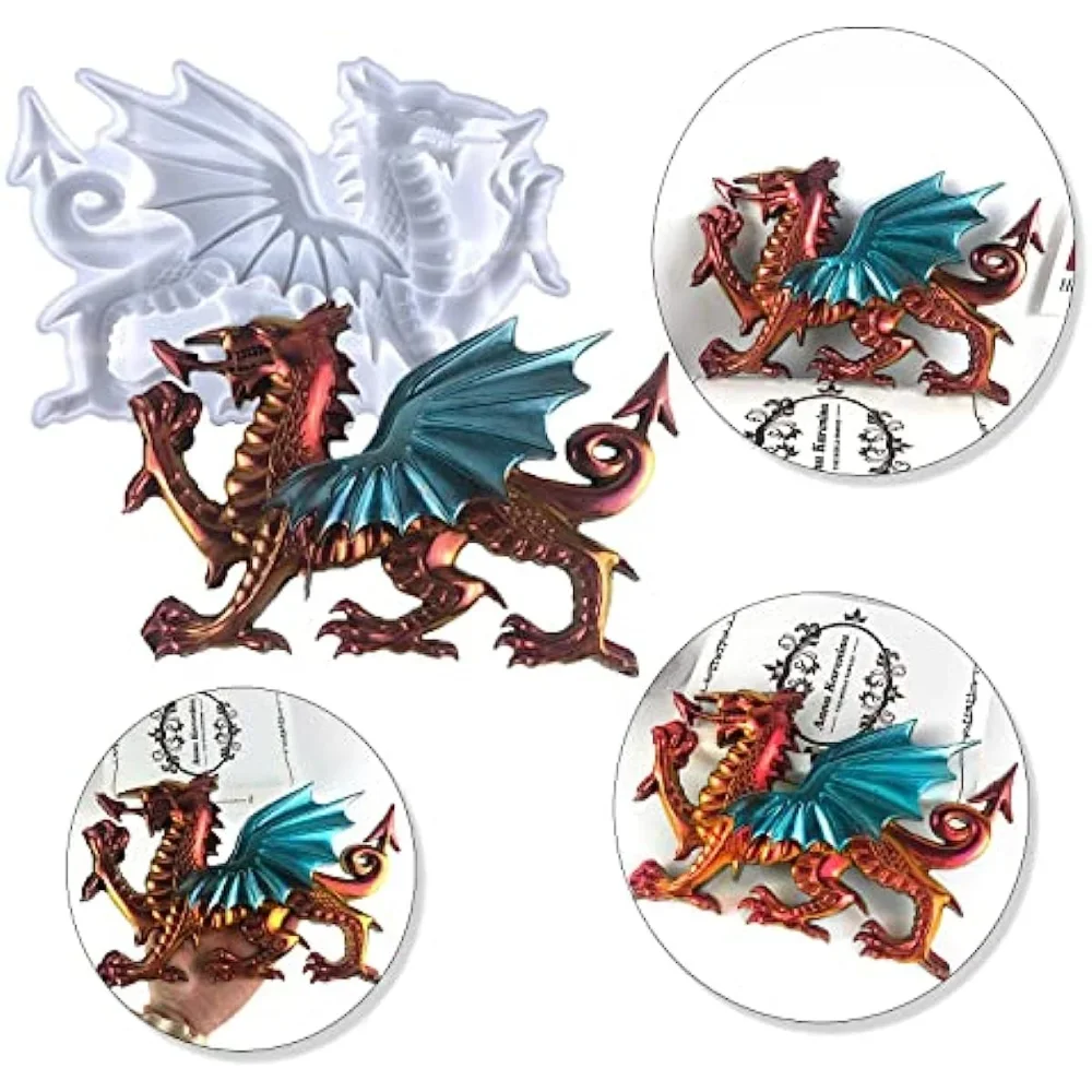 3D Lopen Dragon Epoxyhars Mal Diy Gesneden Grote Dier Standbeeld Muur Woonkamer Hanger Desktop Ornament Siliconen Mallen