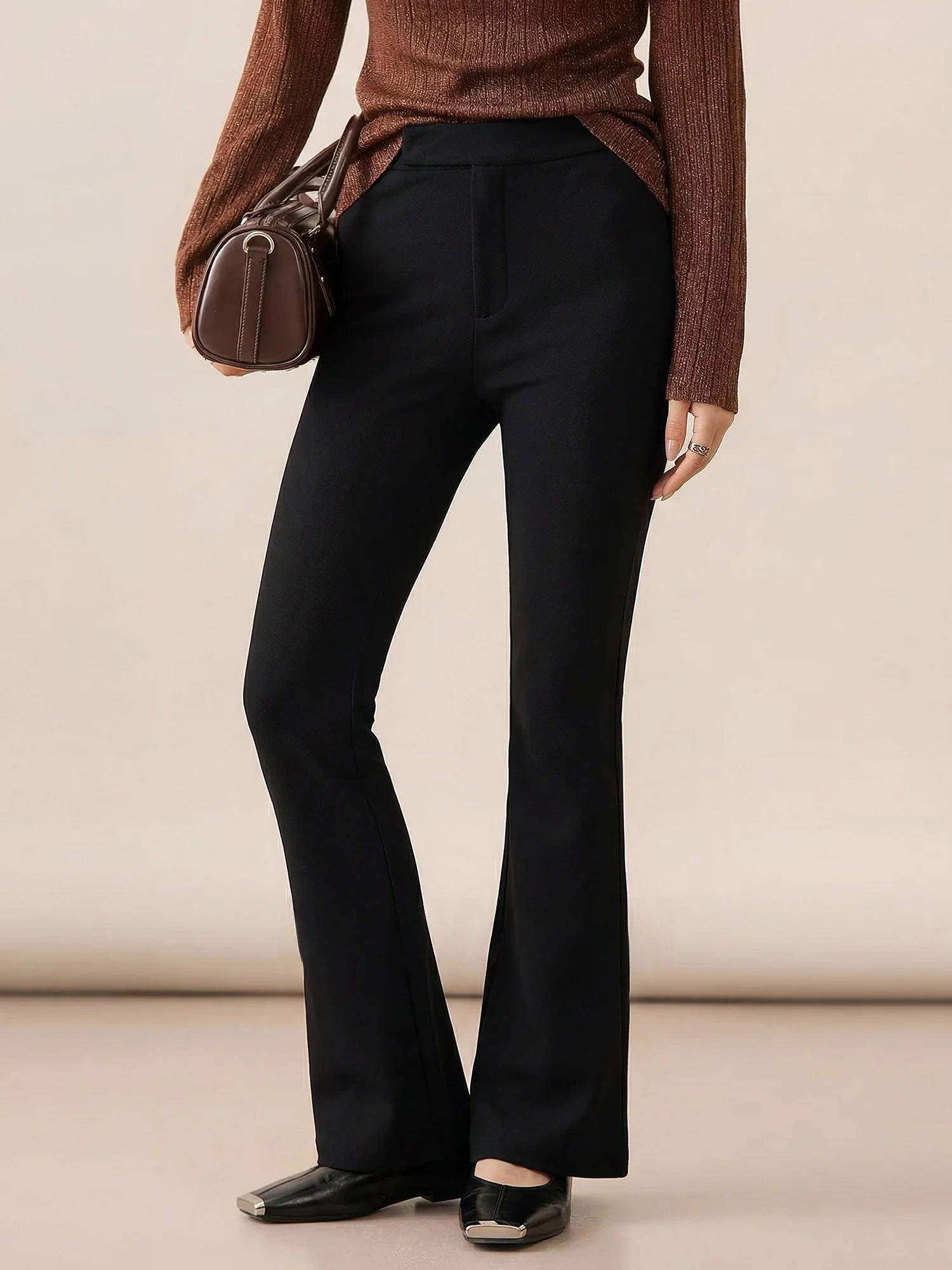 

Женские брюки-клеш Chivirin с высокой талией, повседневные, утягивающие, весна 2026, на резинке, для ежедневной носки, из полиэстера