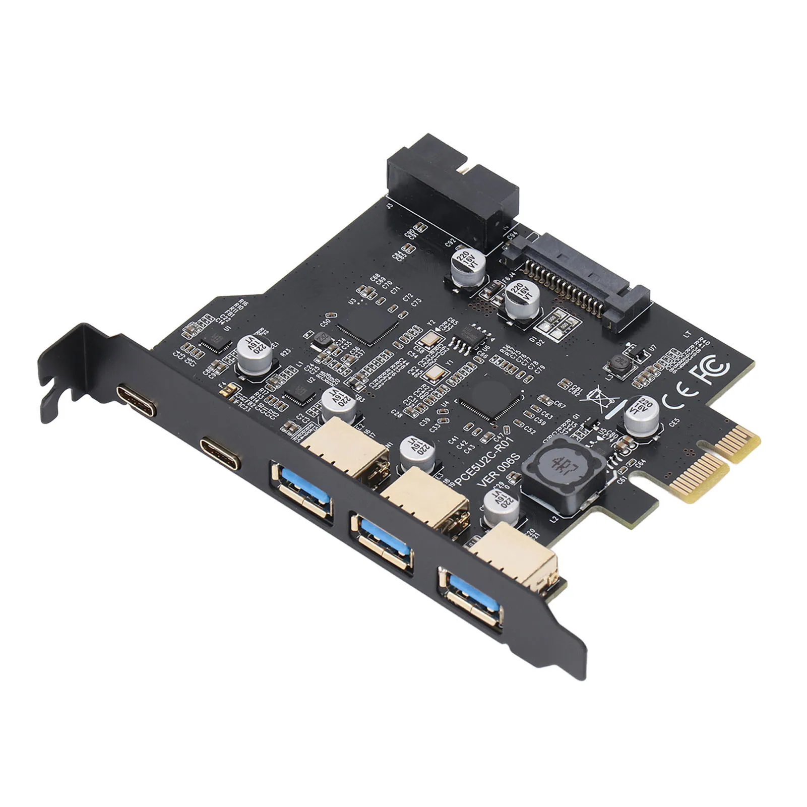 

PCIe to USB 3.2 Expansion Card 5 Ports with 2 USB Type-C Connectors Easy Installation PCI Express Expansion Card for PC