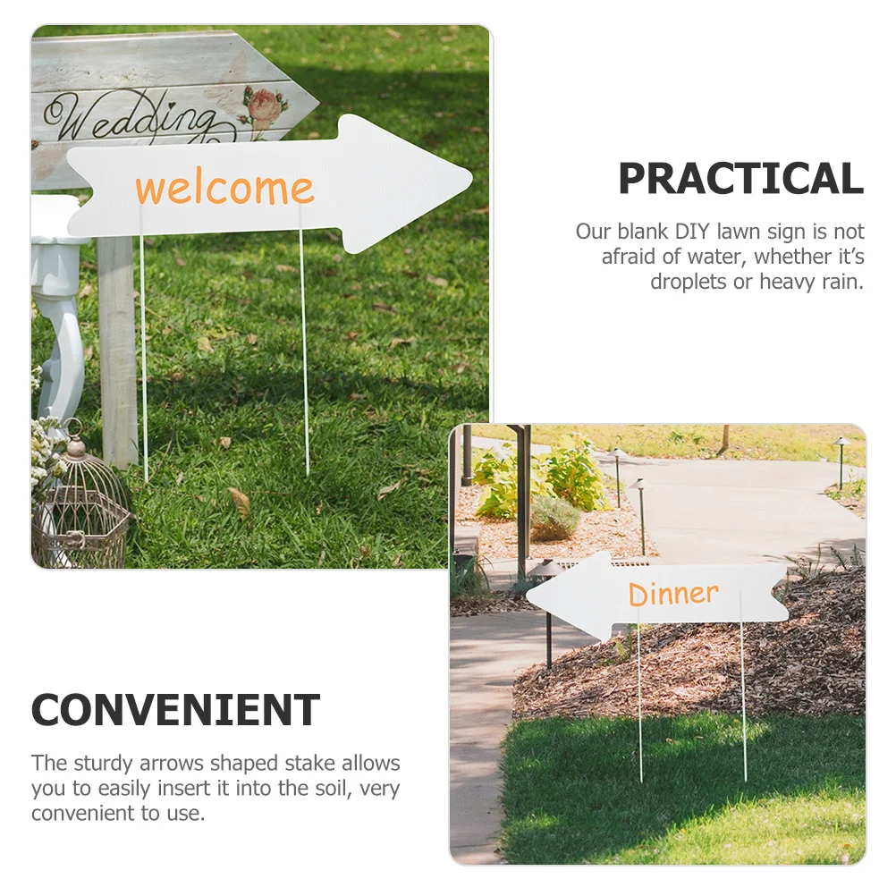 

10Pcs Corrugated Plastic Yard Sign Arrow Stake Writable Ground Sign for Advertising Parking Street Direction Use
