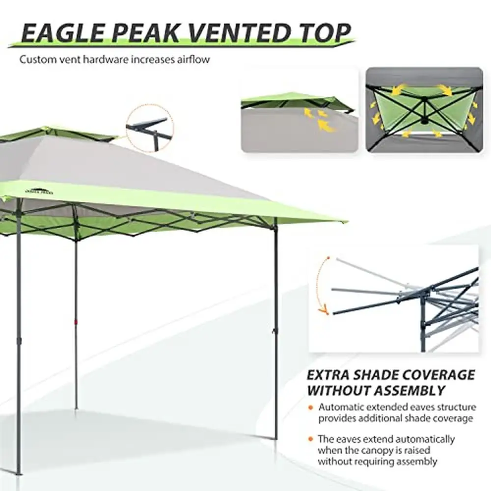 Pop Up Canopy Tent Instant Outdoor Shelter Vented Top Auto Extending Eaves Lightweight Portable UV Protection Strong Frame Rust