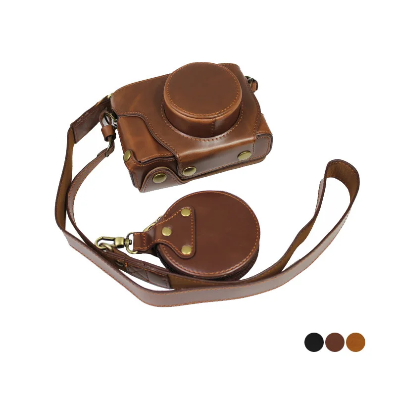 Luxury PU Leather Case Camera Bag Full Body Cover Protector for Fujifilm Fuji X100V Camera Protective Shell with Shoulder Strap