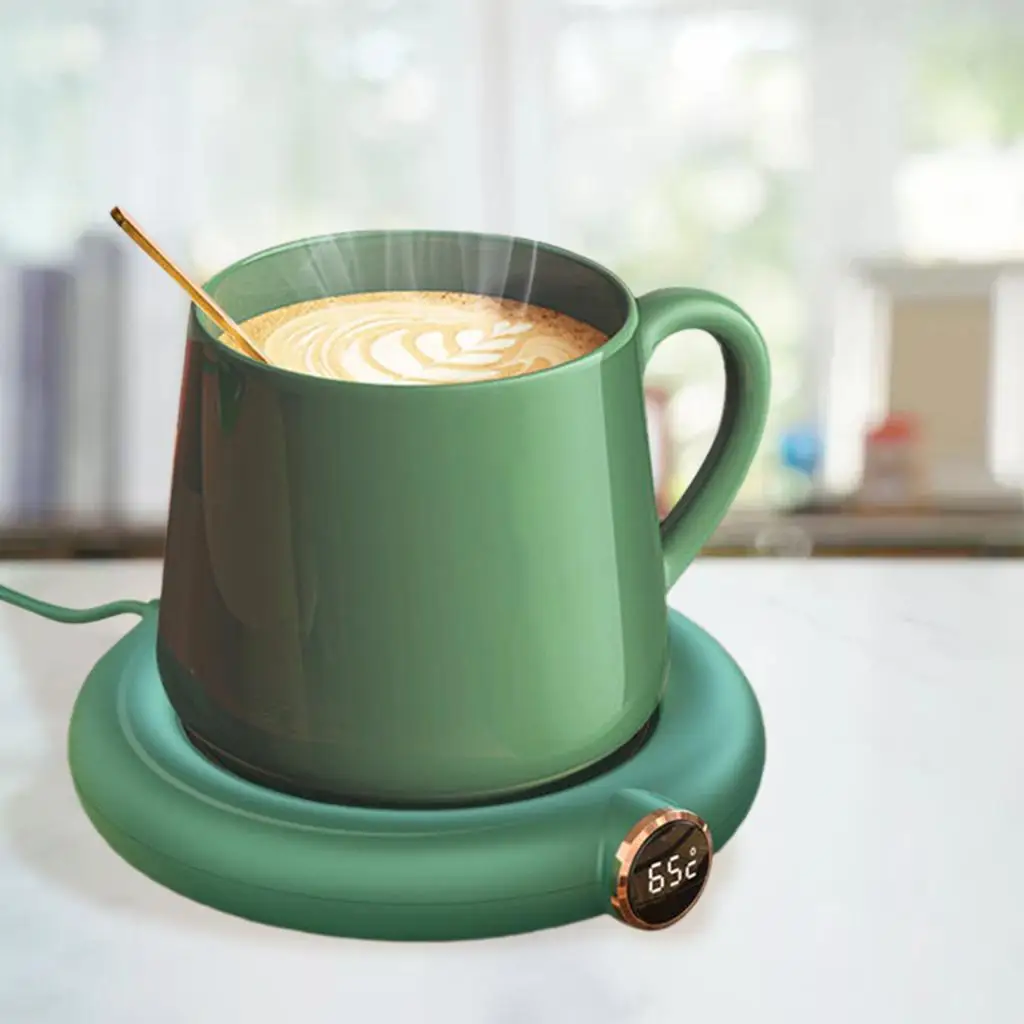 2 calentadores de tazas con calefacción de escritorio USB, pantalla LED de 10W para café, té de la leche, mantiene la bebida caliente