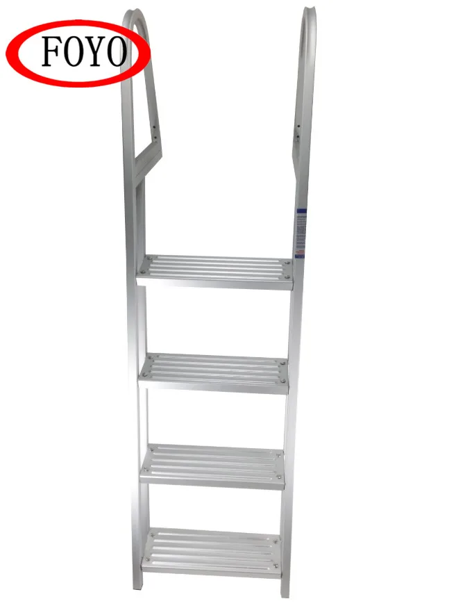 Foyo 4 Step Aluminum Folding Boat Dock Ladder Pontoon Boat Ladders With Handrail For Marine Yacht
