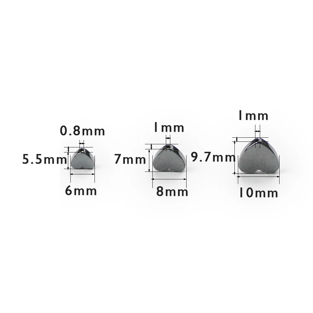 WLYeeS Love heart Shape Hematite Bead Natural Stone Peach Heart Loose Space Bead for Jewelry Bracelet Earring Pendant Making DIY