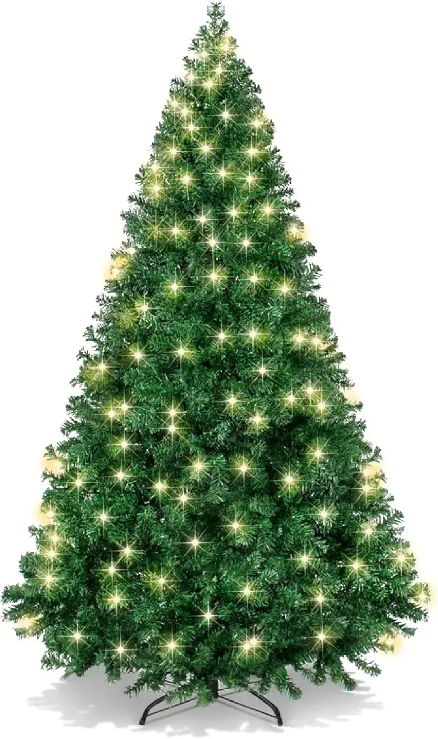 

6ft Pre-Lit Artificial Pine Christmas Tree for Home Decoration with 1000 Branch Tips, 250 Lights, Metal Hinges & Foldable Base