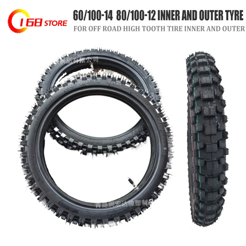 

60/100-14 Front 80/100-12 (3.00-12) Rear Wheel Tire Deep Teeth Tyre for Dirt Pit Bike OffRoad Motorcycle