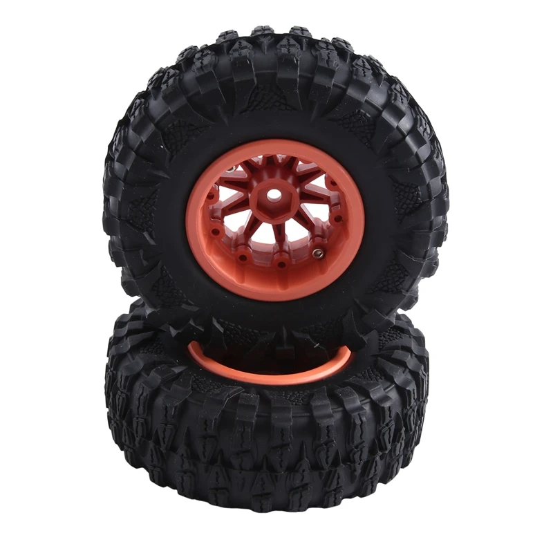 4PCS 2.2 Inch Nylon Plastic Beadlock Wheel 4.72In/120Mm Tire With 12Mm Combiner Hex For 1/10 RC Rock Crawler Parts Orange