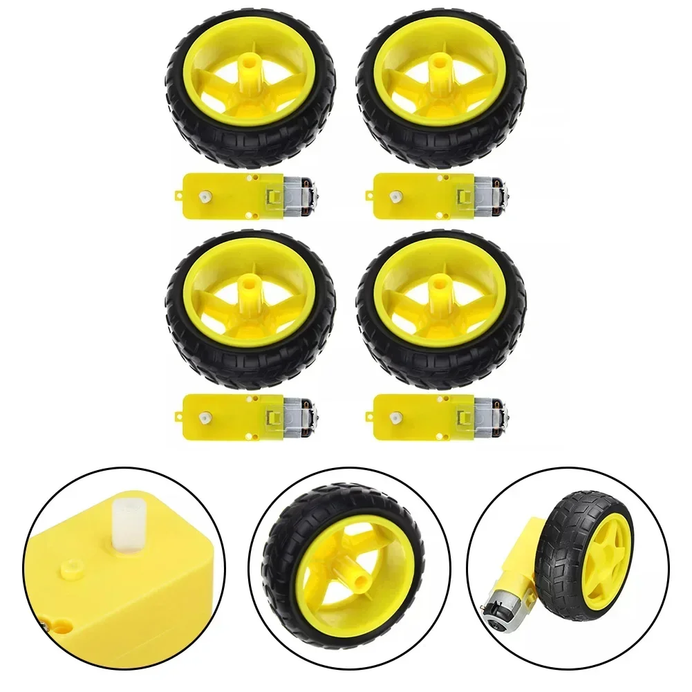 2szt Smart Robot Car Plastic Tire Wheel W/ DC 6V Gear Motor Set For Arduino Industrial Automation Motors Drives Robot Parts