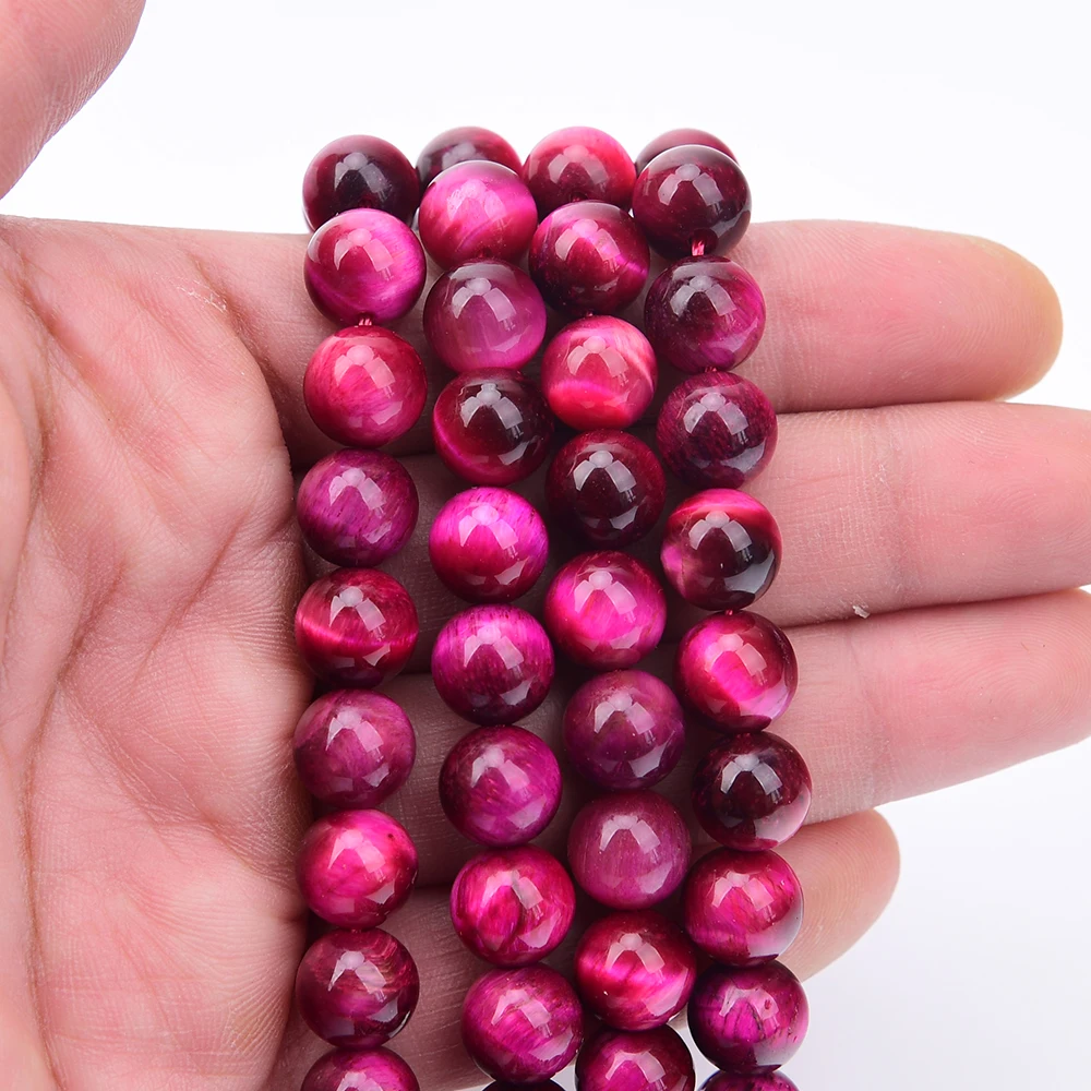 APDGG 2 Strands 10mm Natural Rose Tiger Eye Stone Round Loose Beads Strands 15