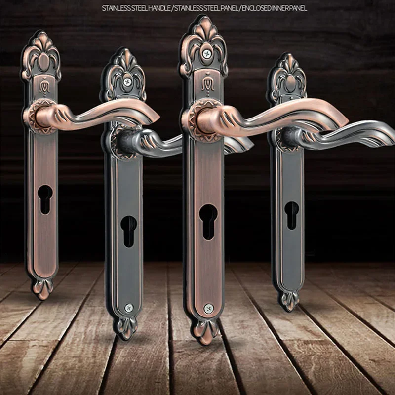 Narrow Antique Anti-theft  Entrance Garden Gate Lock Plate  Stainless Steel  Anti-explosion Security Bronze Lock Handle