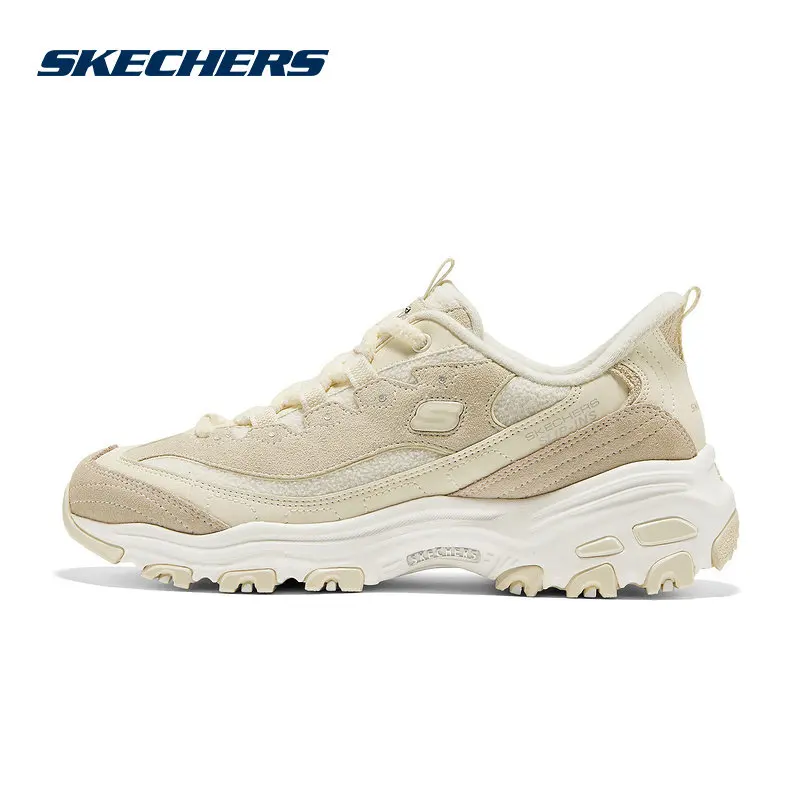 Skechers Women Casual Panda Shoes 155558-DWPT Leather Upper Warm Lining Platform Sole Comfortable Daily Sneakers