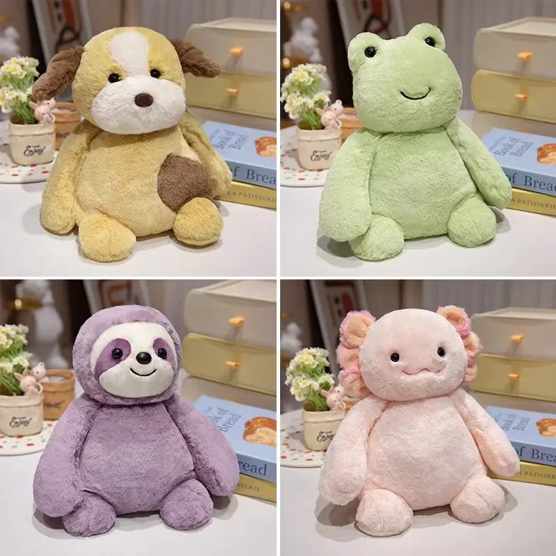 30/40cm Cute Cartoon Plush Toy Creative Short Leg Frog Salamander Sloth Dog Soft Animal Pillow Birthday Holiday Best Gift