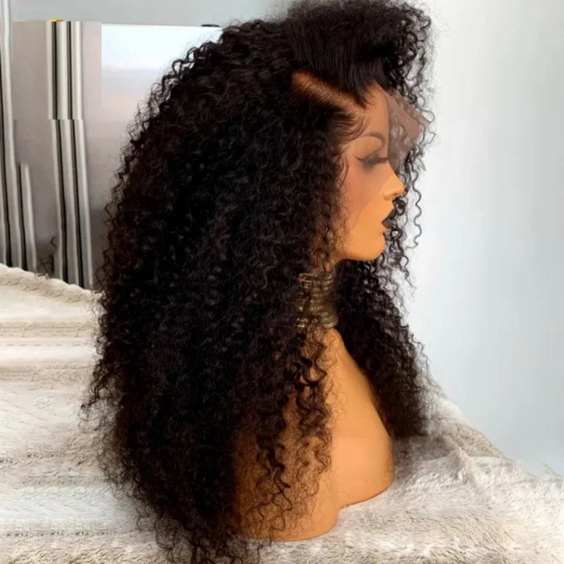 Peluca Jerry Curly HD Full Lace Frontal 13X4X1 para mujeres negras, regalos para madres, pre-arrancada con cabello de bebé, nudos decolorados