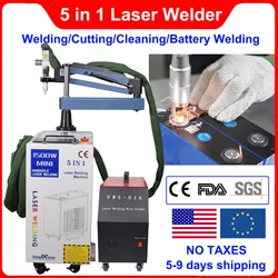 Battery Welding 5 in 1 Fiber Laser Welding Cleaning Cutting Machine Double Wobble 1500W Handheld Laser Welder for All Metal