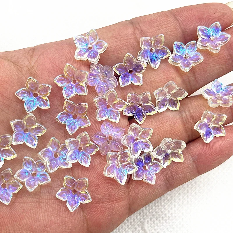 30 Stück 12mm Fünfblättrige Blumen-Lampwork-Perlenkappen Glas-Abstandhalterperlen für Schmuckherstellung DIY-Zubehör Haarnadeln – Detail 7