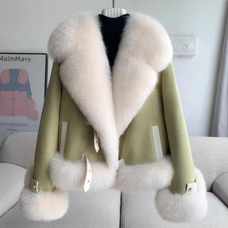 2024 Winter New Imitation Fur Coat Women\'s Fashion Slim Fur collar Thicken Warm Fur Coats Female Short Parkas Jacket Tops