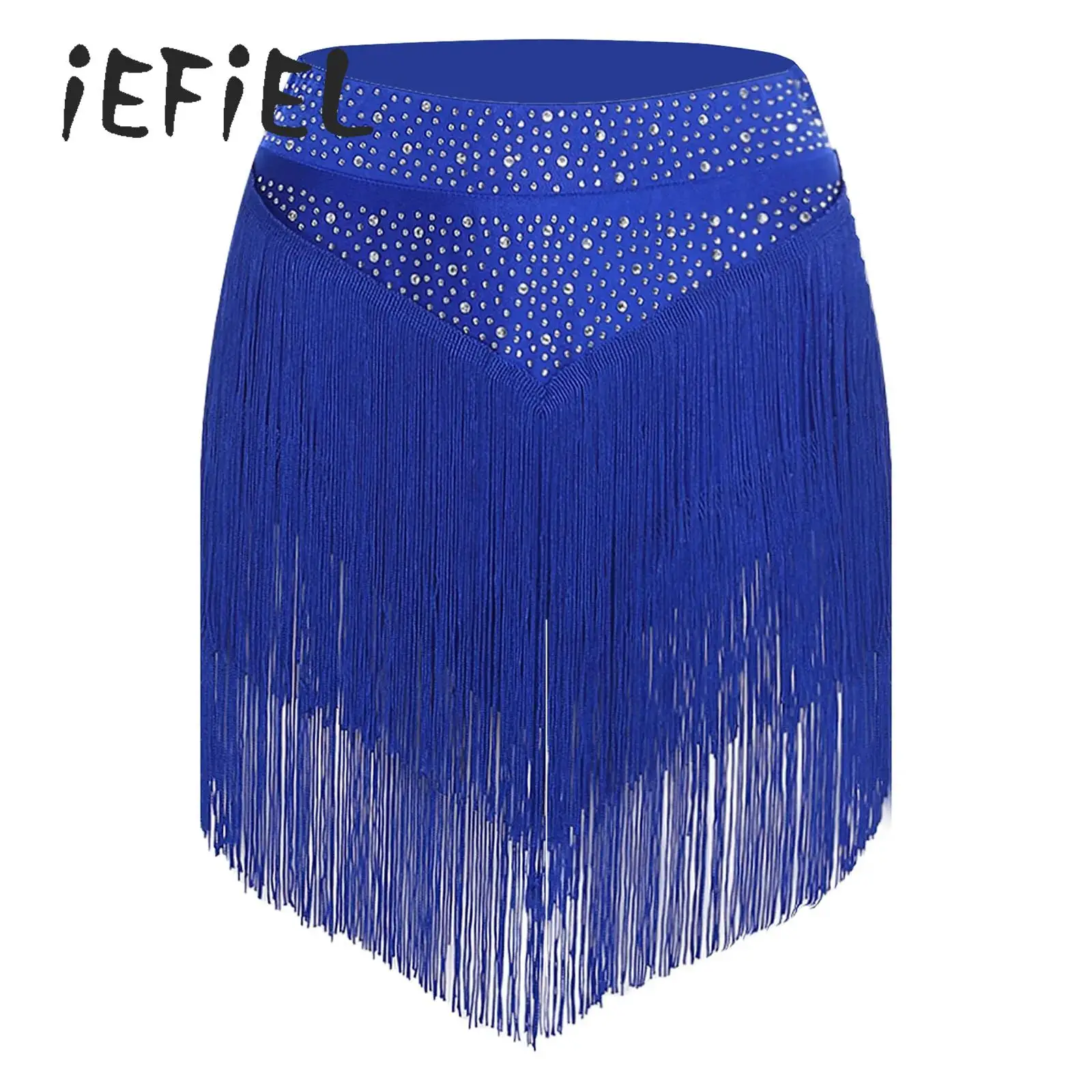 تنورة نسائية لاتينية مهدب حجر الراين المتدرج شرابات قاعة الرقص الشرقي التانغو تشا تشا السالسا سامبا رومبا أداء سوينغ تنورة #1