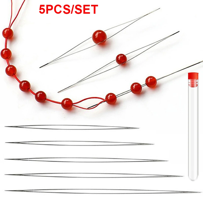 5pcs Beads Needles Pins Open Curved Needle for Beading Bracelet DIY Jewelry Making Tools Beaded Threading Pin Needlework Kits