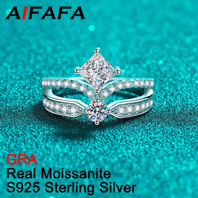 

AIFAFA 1.3 Carat Real Moissanite Crown Rings For Women Lady Pt950 Plated S925 Sterling Silver Sparkling GRA Jewelry Wholesale