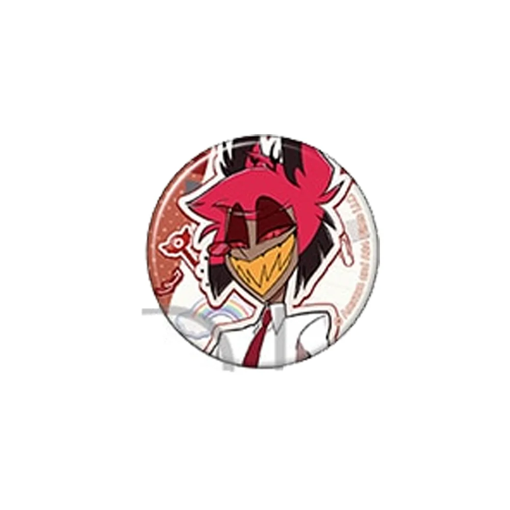 Hot Anime Hazbin Hotel New Arrivals Vox Lucifer Alastor Badge 58MM Acrylic Stand Keychain Backpack Decoration Halloween Gifts