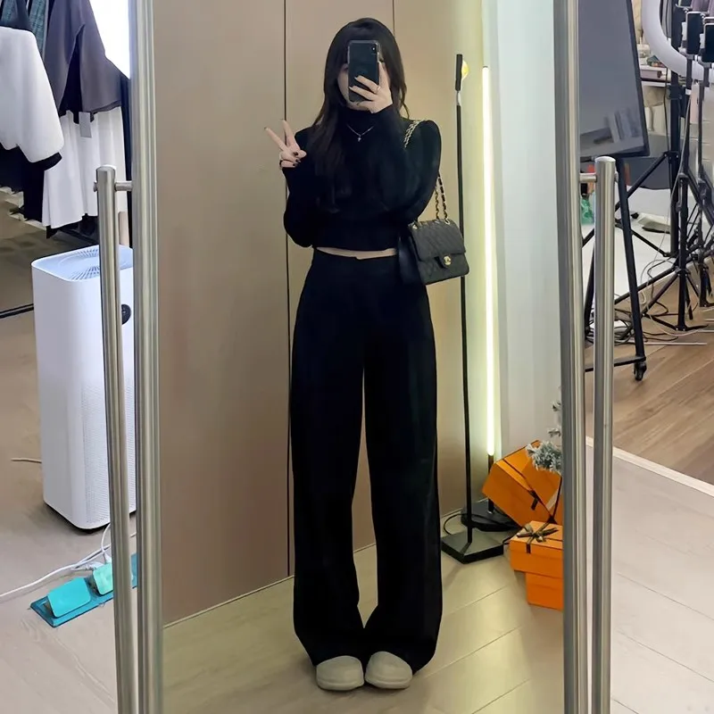 High Waist Wide Leg Suit Pants for Women Spring Summer plus Size Loose Hiding Hip Slimming Drapey Casual Trousers