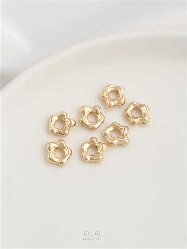 

14K Gold Wrapped Irregular Small Flower Set Bead Ring Separated Bead Ring Handmade Accessories Bracelet Necklace Jewelry Materia