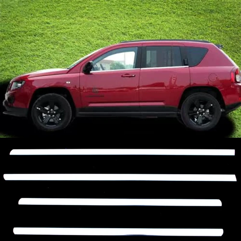 Stainless Steel 4PCS Bottom Window Frame Molding Trim Cover For Jeep Compass 2008 2009 2010 2011 2012 2013 2014 2015 2016