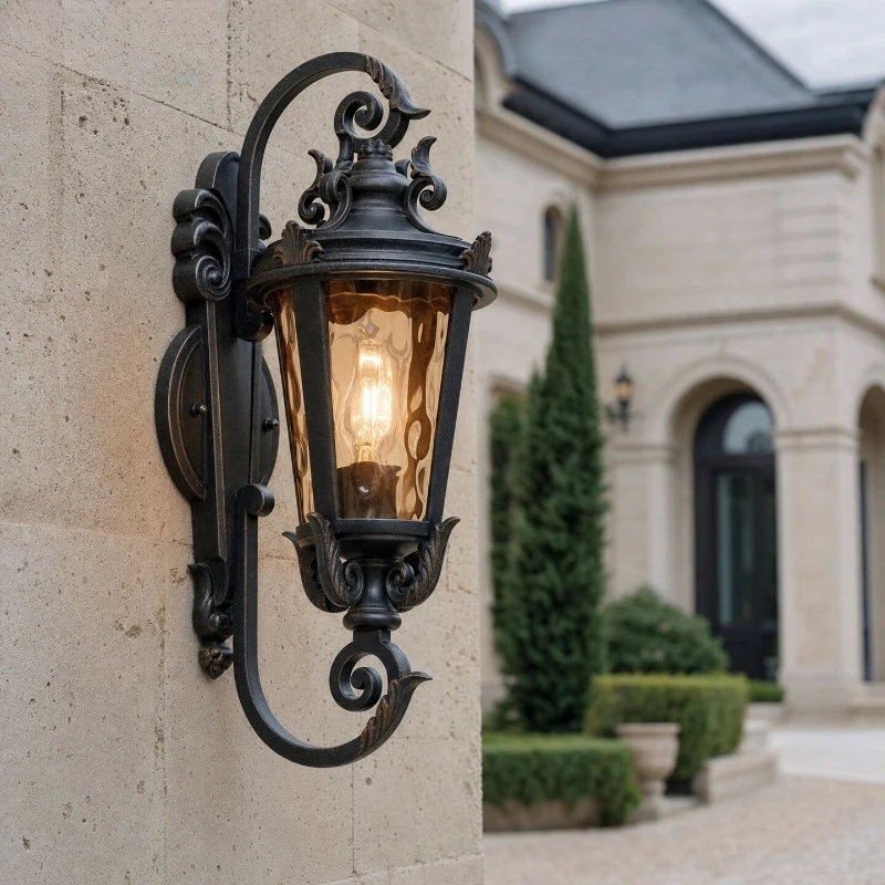 Solid Aluminum European Outdoor Wall Lamp Waterproof Exterior Sconce Villa Porch Corridor Entryway Decorative Fixture