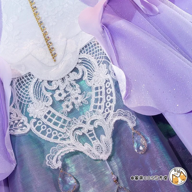 بدلة لعبة Isolde لعام 1999 فستان أرجواني رائع زي تنكري لحفلة الهالوين ملابس لعب الأدوار للسيدات