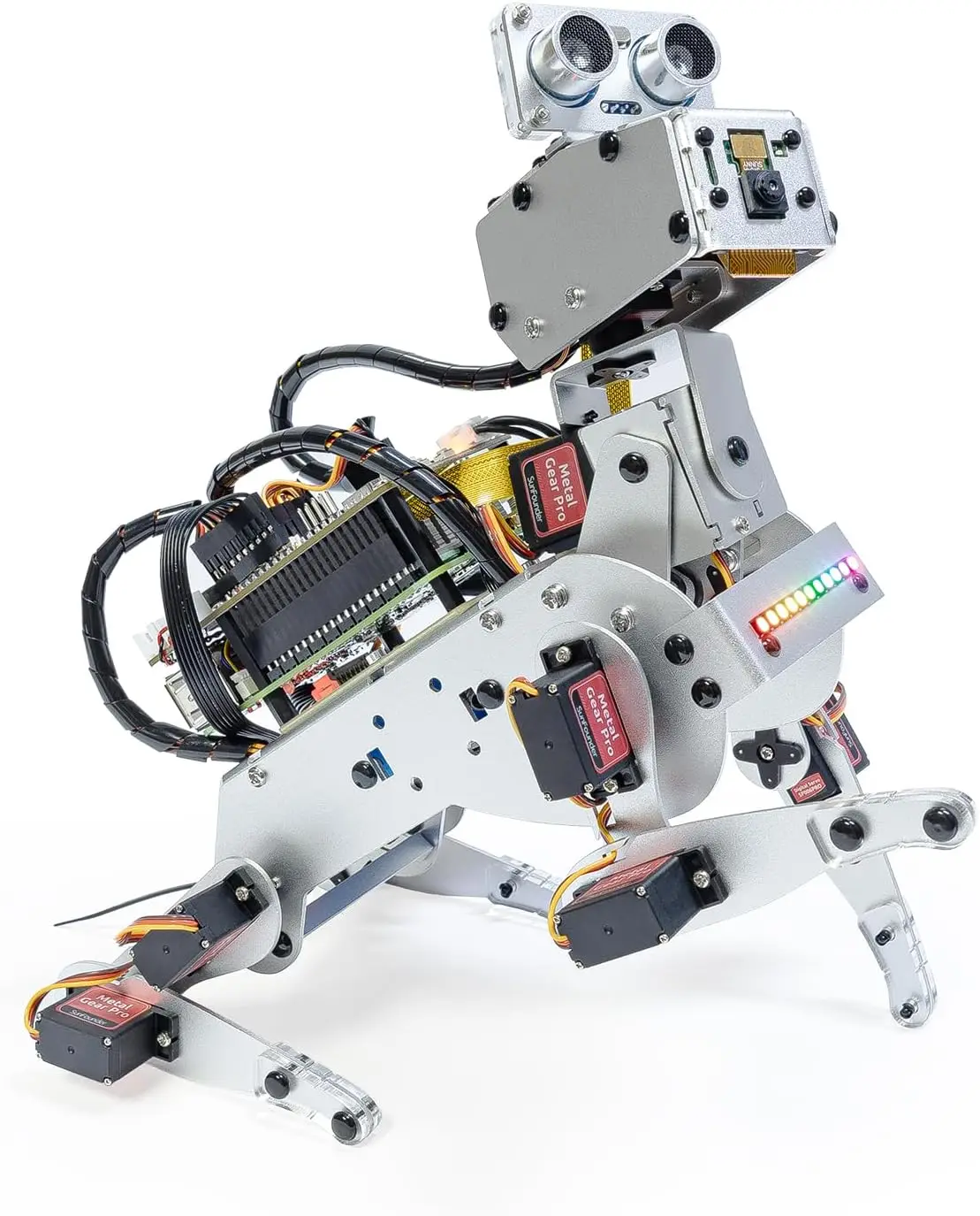 AI Robot Dog Kit for Raspberry Pi with Voice, Video Recognition, App Control, Python Programming