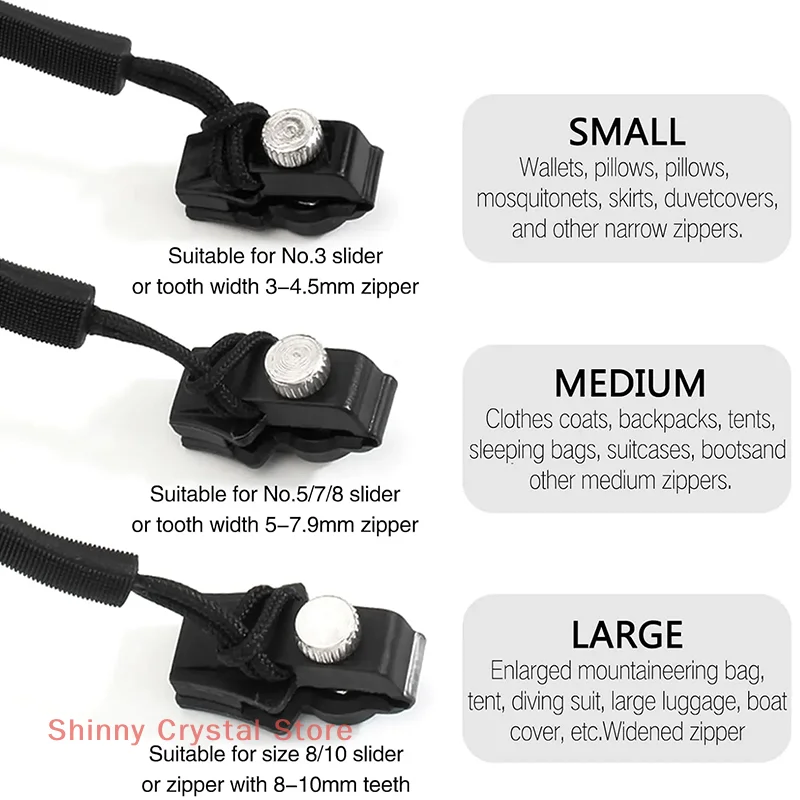 ชุดซ่อมซิปอเนกประสงค์ 10 ชิ้น ชุดซ่อมซิปแบบถอดได้รวดเร็ว หัวซิปเปลี่ยนทดแทนได้ สำหรับเสื้อแจ็คเก็ต กระเป๋า เสื้อโค้ท