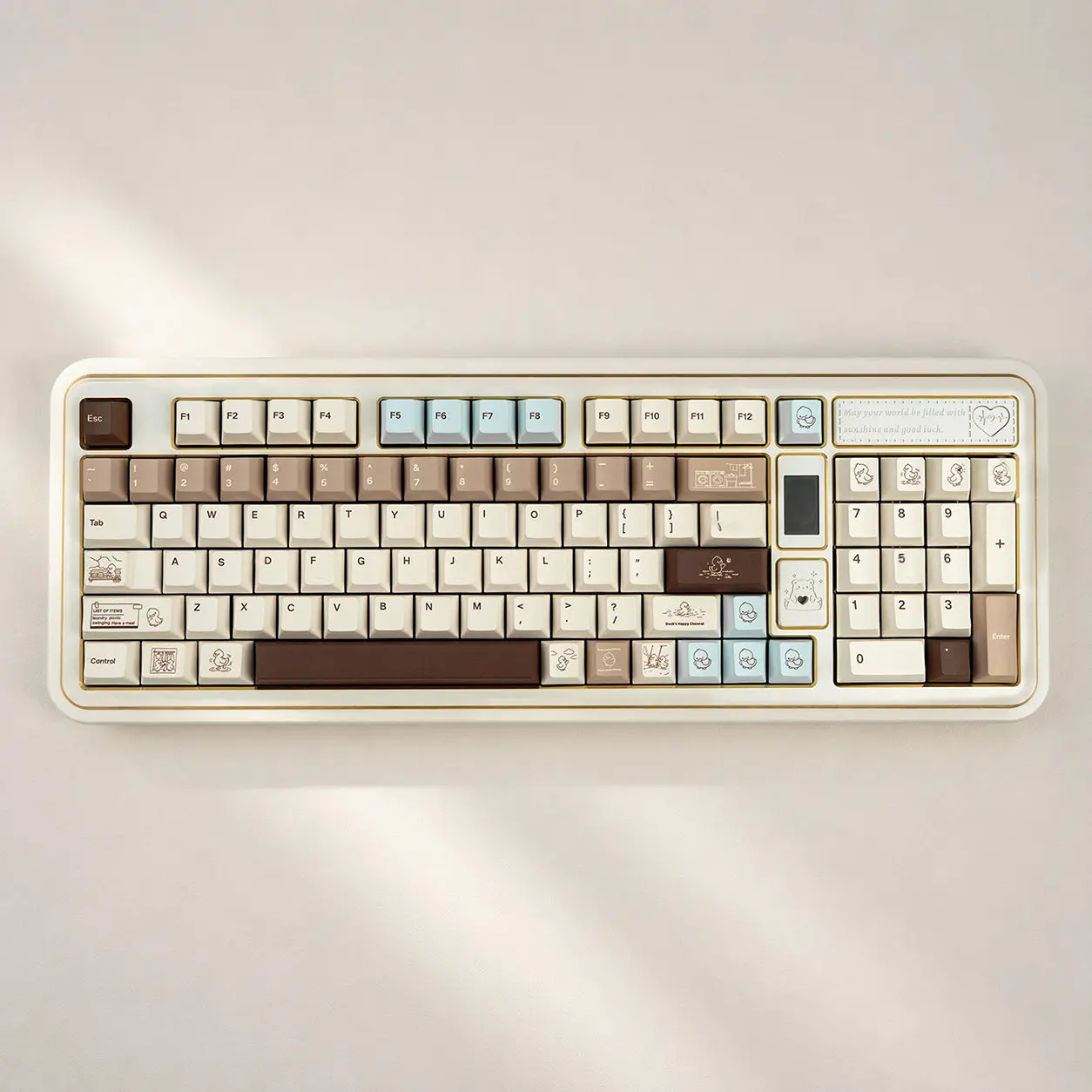 URE Vintage Coffee Duck Keycaps Cherry Profile Dye Sublimation PBT Keycaps Cute Key Caps For MX Custom Mechanical Keyboard