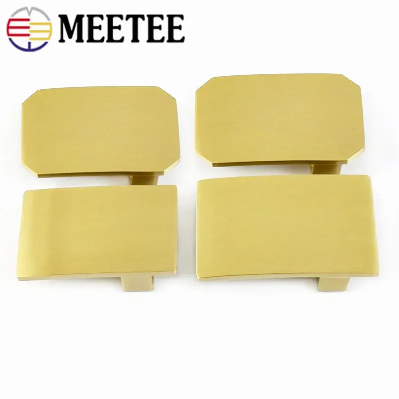 Meetee 35/40mm Pure Solid Brass Belt Buckles Metal Clip Buckle Head for Men Jean Accessories DIY Leather Craft Fit 38-39mm Belts