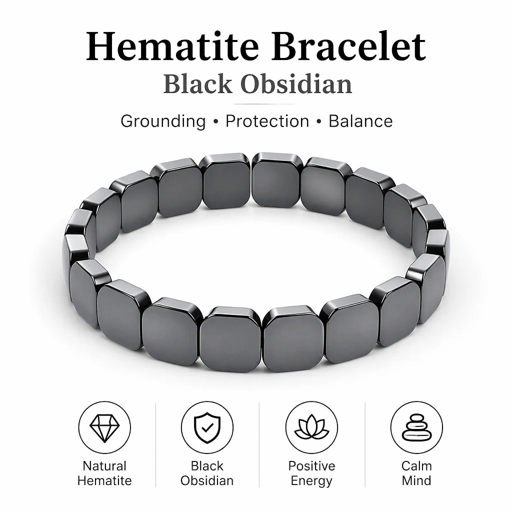 Hematite Bracelet For Men Reclaim Your Edge Confidence Natural Hematite Stone Beaded Stretch Healing Bracelets Gift Jewelry